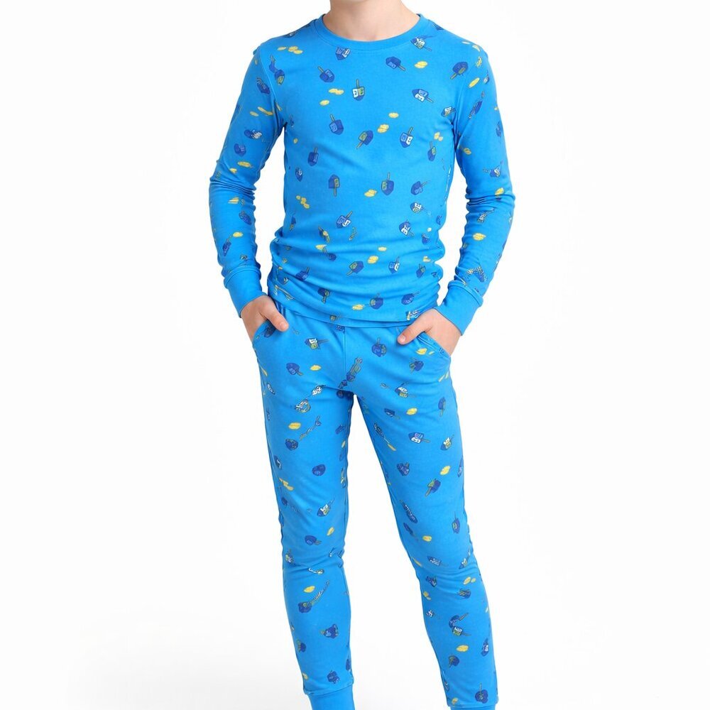 Children's Place Hanukkah Pajamas Blue Glow-In-the-Dark Long Sleeve Kids 10 NWOT